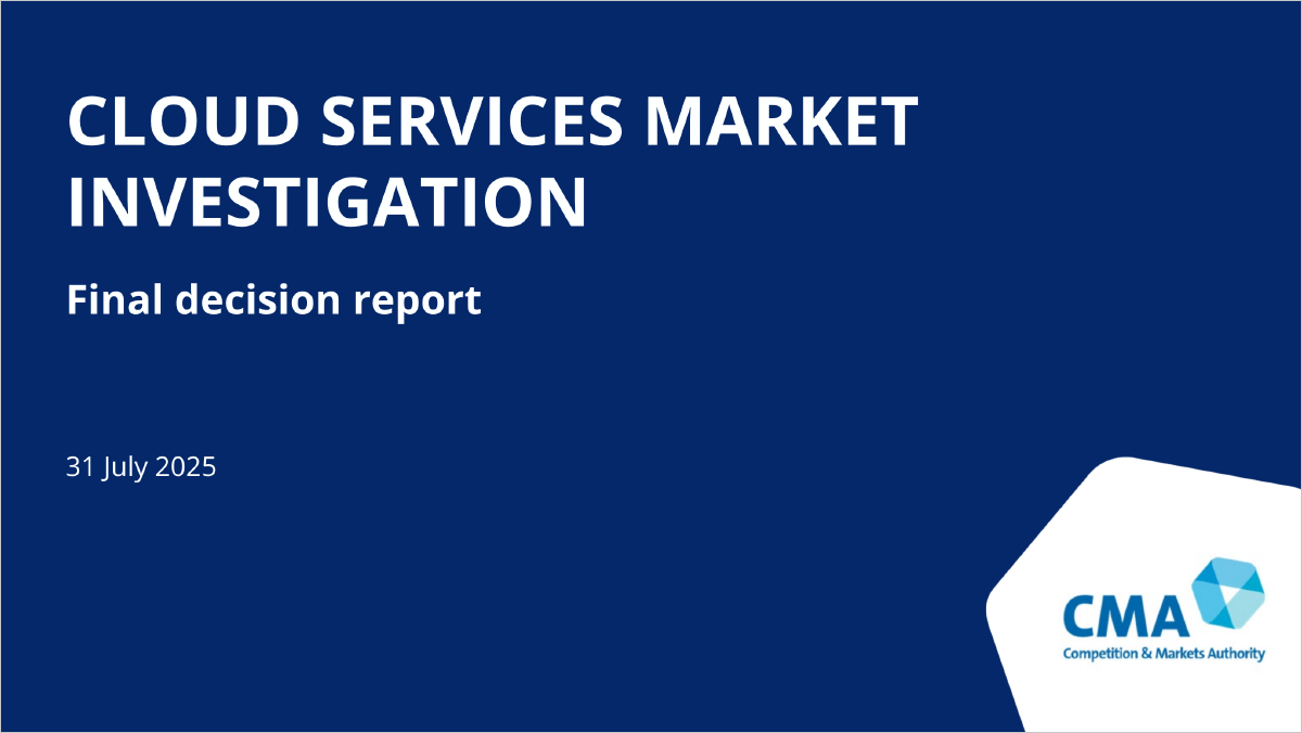 CMA Cloud services market investigation - Final decision report