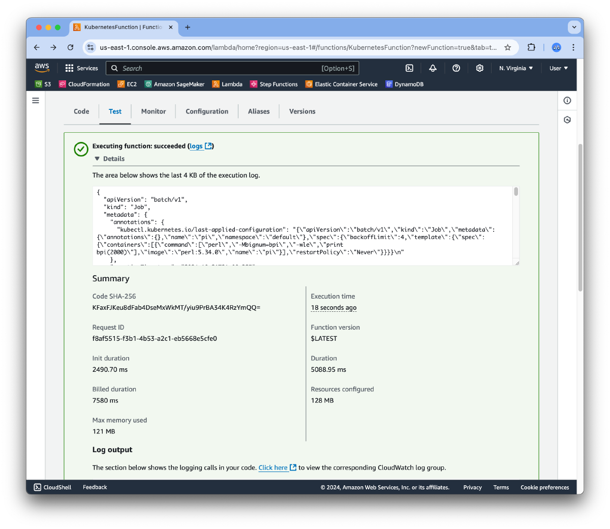 AWS Lambda - Created Kubernetes Job