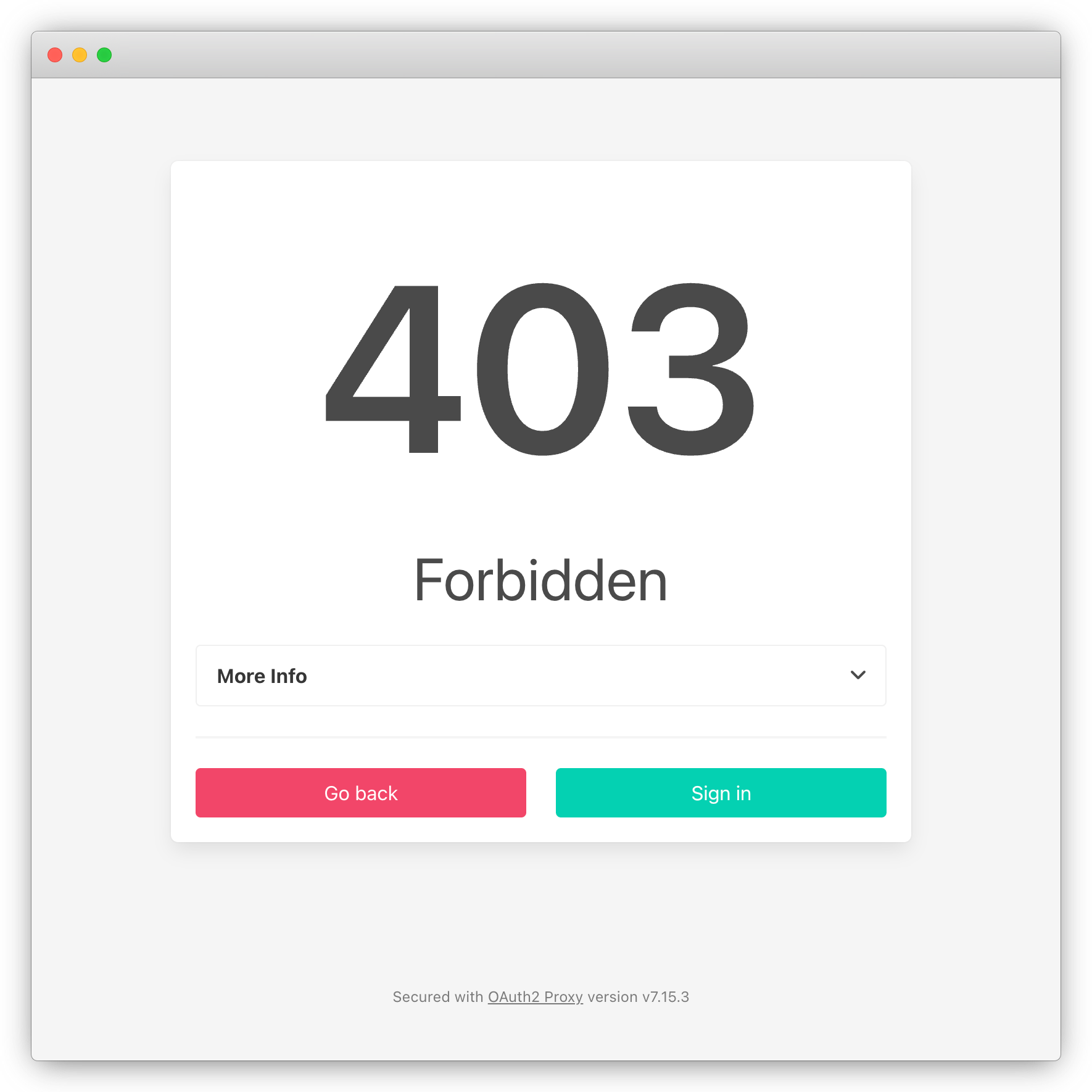 oauth2-proxy 403 Forbidden page blocking a Google account whose email domain is not in the allowed list for the Kubernetes staging environment